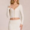 Cardigan plongeant en dentelle Odelia, couleur ivoire Cardigan plongeant en dentelle Odelia, couleur ivoire