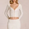 Cardigan plongeant en dentelle Odelia, couleur ivoire Cardigan plongeant en dentelle Odelia, couleur ivoire