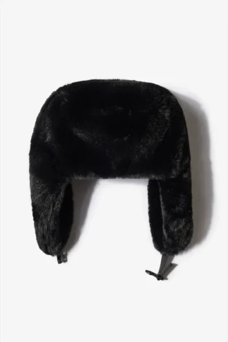 Chapeau de trappeur en fausse fourrure noir