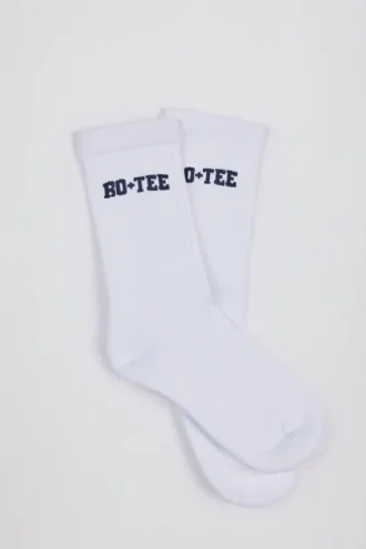 Chaussettes mi-mollet côtelées en blanc