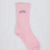 Chaussettes mi-mollet côtelées en rose poudré Chaussettes mi-mollet côtelées en rose poudré