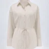 Chemise oversize en popeline de coton Lerici à rayures taupe Chemise oversize en popeline de coton Lerici à rayures taupe