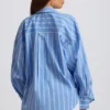 Chemise oversize en popeline de coton à rayures bleues Chemise oversize en popeline de coton à rayures bleues