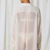 Chemise oversize Hiva à détails perles, blanc perle
