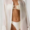 Chemise oversize Hiva à détails perles, blanc perle