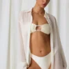 Chemise oversize Hiva à détails perles, blanc perle