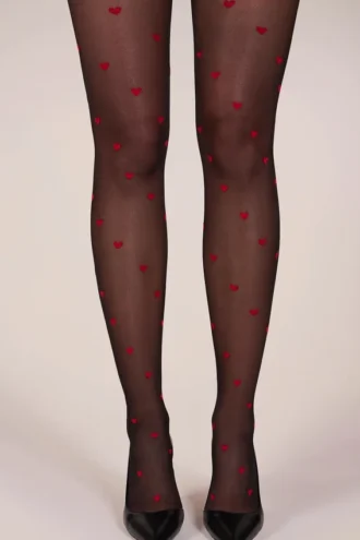 Collants Lina à imprimé cœurs en noir