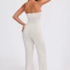 Combinaison bandeau évasée en maille épaisse, couleur crème
