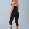 Combinaison capri Calla en modal avec bordure en dentelle, couleur noire