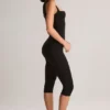 Combinaison capri moulante à encolure carrée Luma en modal noir Combinaison capri moulante à encolure carrée Luma en modal noir