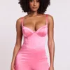 Combinaison-combishort corset Romera en satin rose Combinaison-combishort corset Romera en satin rose