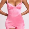 Combinaison-combishort corset Romera en satin rose Combinaison-combishort corset Romera en satin rose