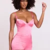 Combinaison-combishort corset Romera en satin rose Combinaison-combishort corset Romera en satin rose
