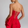 Combinaison-corset à volants et lacets Priaska, couleur rouge feu
