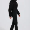 Combinaison de ski imperméable à ceinture, imprimé léopard noir
