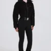 Combinaison de ski imperméable à ceinture, imprimé léopard noir