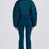 Combinaison de ski imperméable rembourrée avec ceinture, couleur bleu sarcelle
