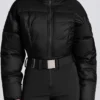 Combinaison de ski rembourrée imperméable avec ceinture, en noir