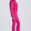 Combinaison de ski rembourrée imperméable avec ceinture, rose magenta