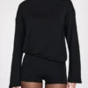 Combinaison dos nu à manches longues Dara en modal noir