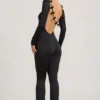 Combinaison Eulalie en jersey fluide avec nœud, couleur noire