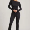 Combinaison Eulalie en jersey fluide avec nœud, couleur noire