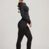 Combinaison Eulalie en jersey fluide avec nœud, couleur noire