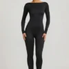 Combinaison Eulalie en jersey fluide avec nœud, couleur noire