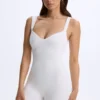 Combinaison Kaia à encolure en cœur en modal, couleur blanche Combinaison Kaia à encolure en cœur en modal, couleur blanche