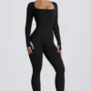 Combinaison longue sans coutures Super Sculpt en noir