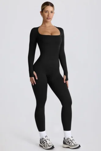 Combinaison longue sans coutures Super Sculpt en noir