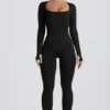 Combinaison longue sans coutures Super Sculpt en noir