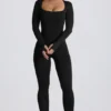 Combinaison longue sans coutures Super Sculpt en noir