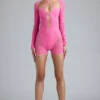 Combinaison-short à découpes et ornements Melody, rose bubble-gum Combinaison-short à découpes et ornements Melody, rose bubble-gum