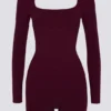 Combinaison Soft Active à dos nu en bordeaux