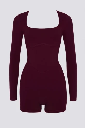 Combinaison Soft Active à dos nu en bordeaux