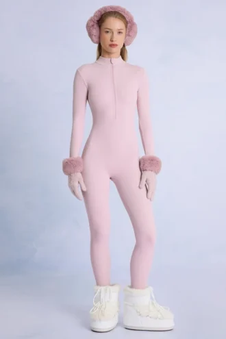 Combinaison thermique rose poudré
