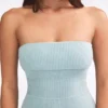 Combinaison évasée à bandeau en maille épaisse, couleur bleu sarcelle poudré Combinaison évasée à bandeau en maille épaisse, couleur bleu sarcelle poudré