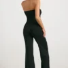 Combinaison évasée à bandeau en maille épaisse, couleur noire