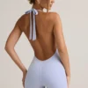Combishort dos nu à côtes en modal Shelly, bleu clair Combishort dos nu à côtes en modal Shelly, bleu clair