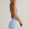Combishort dos nu à côtes en modal Shelly, bleu clair Combishort dos nu à côtes en modal Shelly, bleu clair