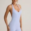 Combishort dos nu à côtes en modal Shelly, bleu clair Combishort dos nu à côtes en modal Shelly, bleu clair