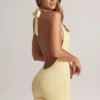 Combishort dos nu à côtes en modal Shelly, couleur Lemon Sherbet
