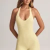 Combishort dos nu à côtes en modal Shelly, couleur Lemon Sherbet