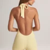 Combishort dos nu à côtes en modal Shelly, couleur Lemon Sherbet