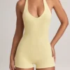 Combishort dos nu à côtes en modal Shelly, couleur Lemon Sherbet