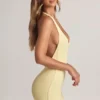 Combishort dos nu à côtes en modal Shelly, couleur Lemon Sherbet