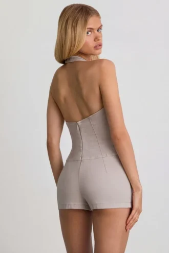 Combishort Lalita à col licou et boutons, couleur écru
