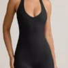 Combishort Shelly en modal côtelé, dos nu, noir