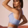 Corset à col bénitier orné Selena en bleu Corset à col bénitier orné Selena en bleu